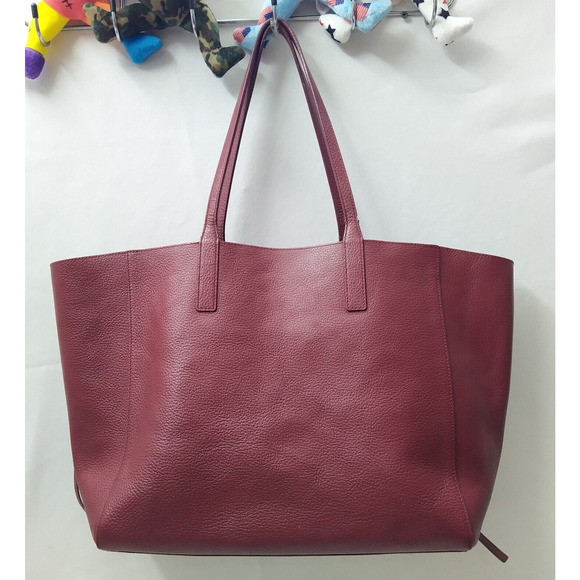 MCM Wandel Red Ruby Tan Leather Reversible Double Handle Shopper Tote Bag - Picture 3 of 16